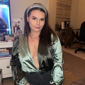 Buckle Satin Green Blouse